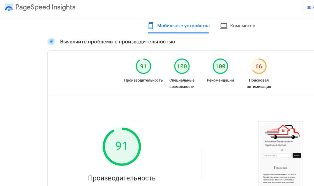 Проверка производительности сайта